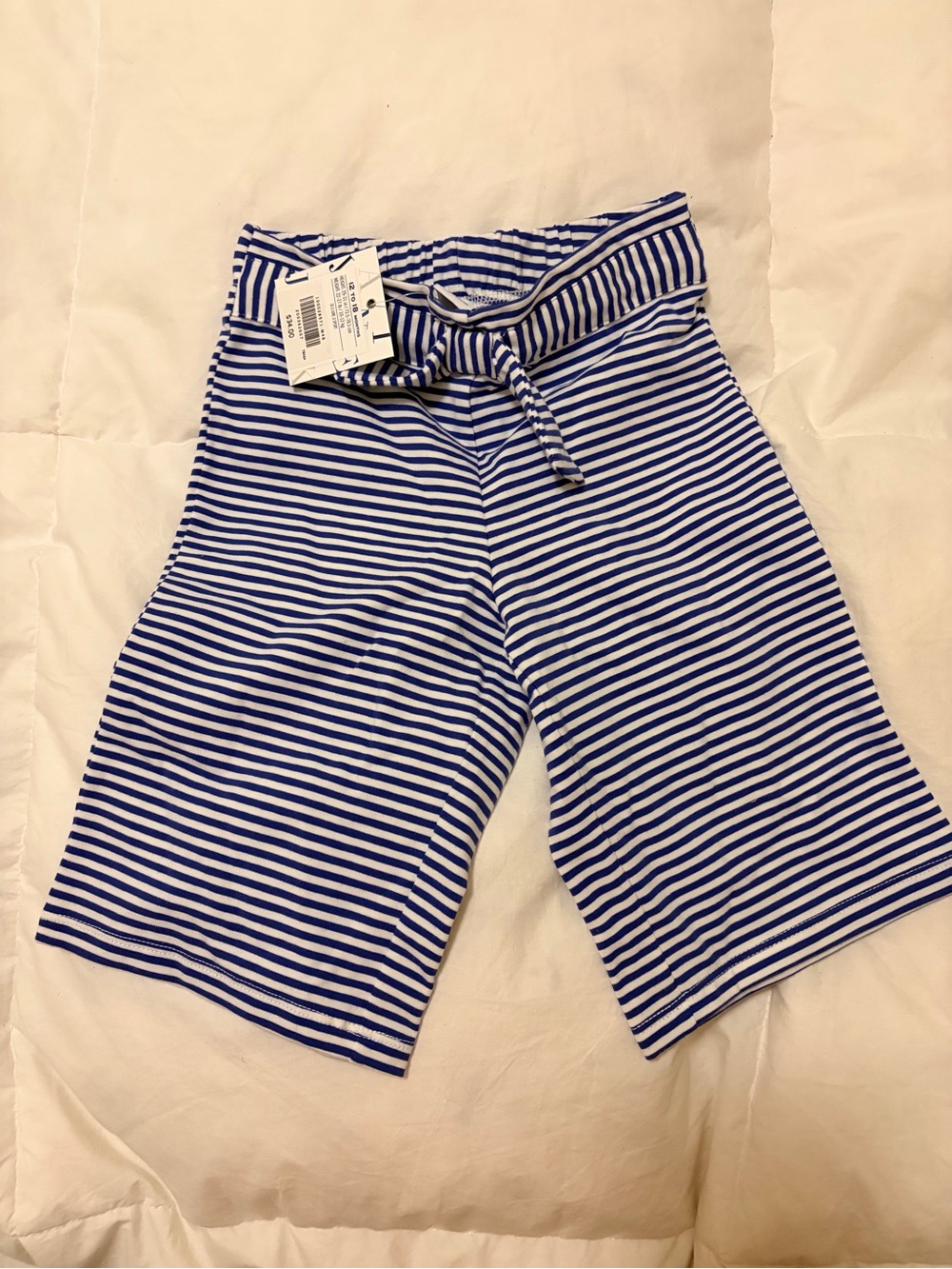 Janie and Jack Blue and White Striped Tie-Waist Bermuda Shorts